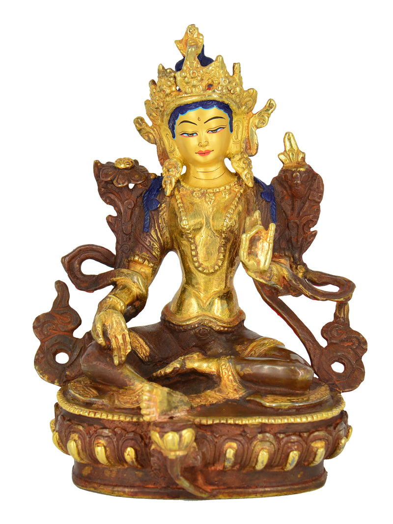 6" Gold Plated Dolma (Green Tara) Statue