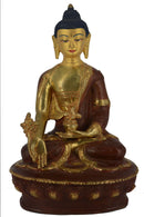 8" Gold Plated/Copper Medicine Buddha Statue