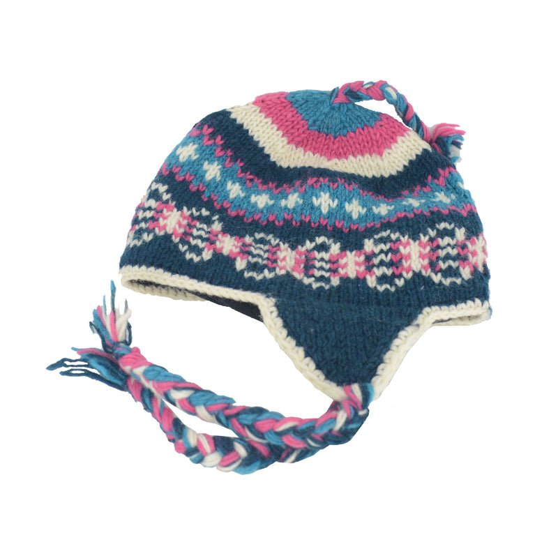 Unisex Wool Knit Cap with Fleece Lining Knit Sherpa Hat W/Ear Flaps