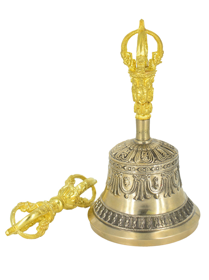 7” Gold Plated Tibetan Bell & Dorjee Set