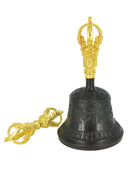 7” Gold Plated Black Tibetan Bell & Dorjee Set