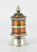 3.5" Copper & White Metal Table Prayer Wheel