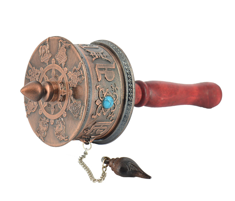 Turquoise & Coral Hand Prayer Wheel