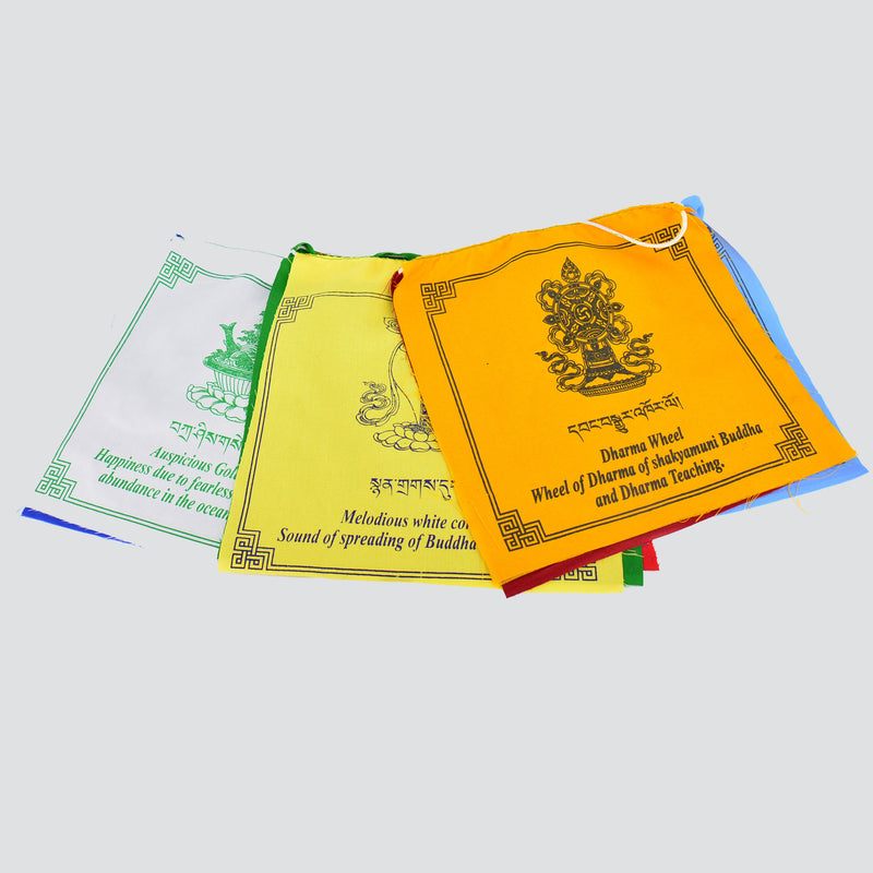 Eight Auspicious Symbol Prayer Flags (set of 8)