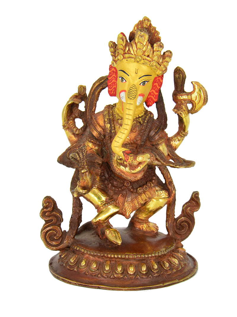 6" Gold Plated Standing Ganesh Statue