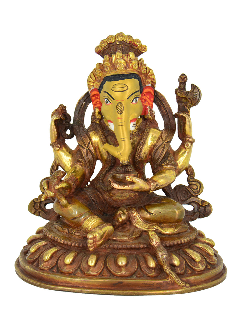 5" Gold Plated Sitting Ganesh Statue