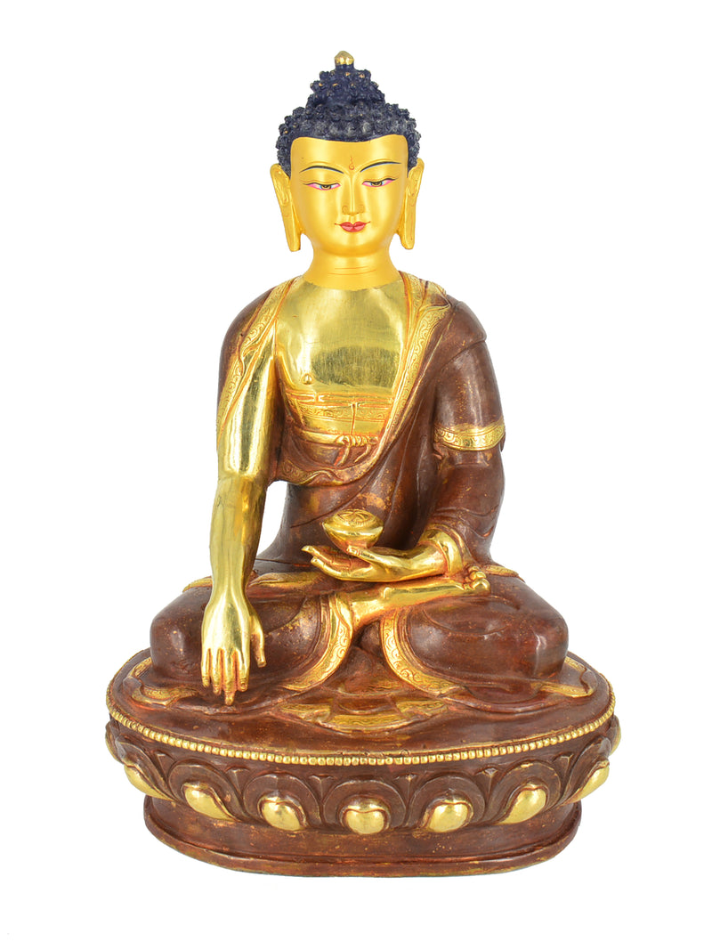 13" Gold Plated/Copper Shakyamuni Statue