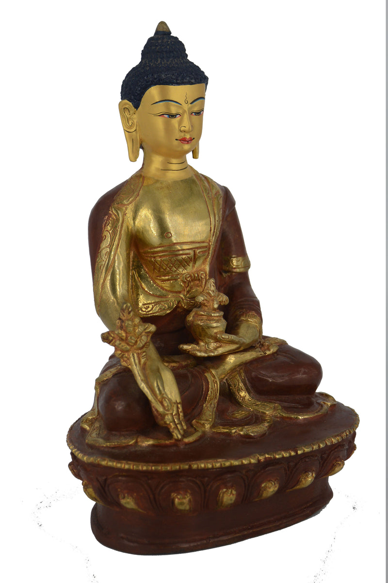 8" Gold Plated/Copper Medicine Buddha Statue