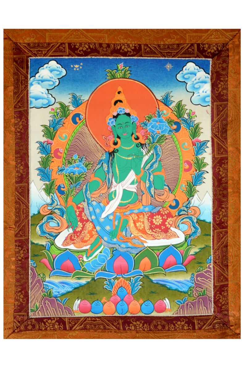 Hand Painted Green Tara Thangka