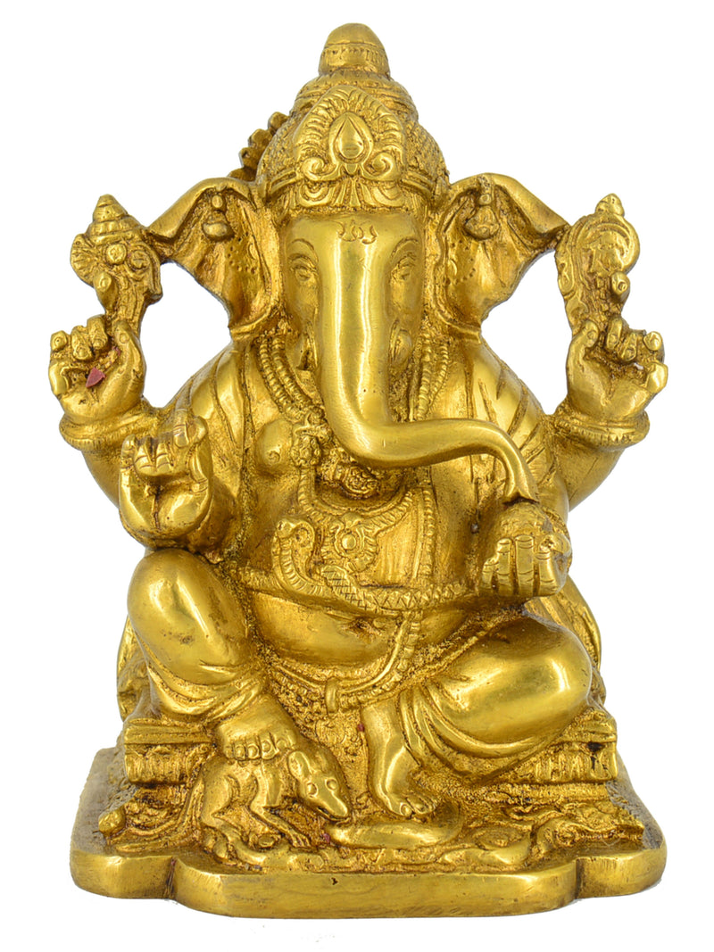 6" Brass Ganesh Statue