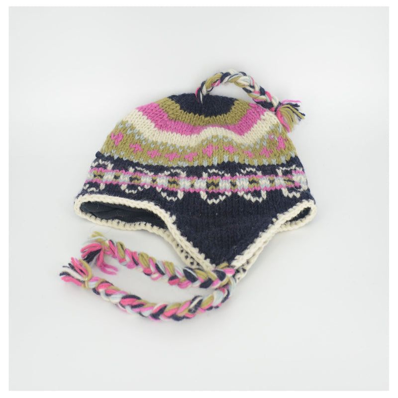 Unisex Wool Knit Cap with Fleece Lining Knit Sherpa Hat W/Ear Flaps