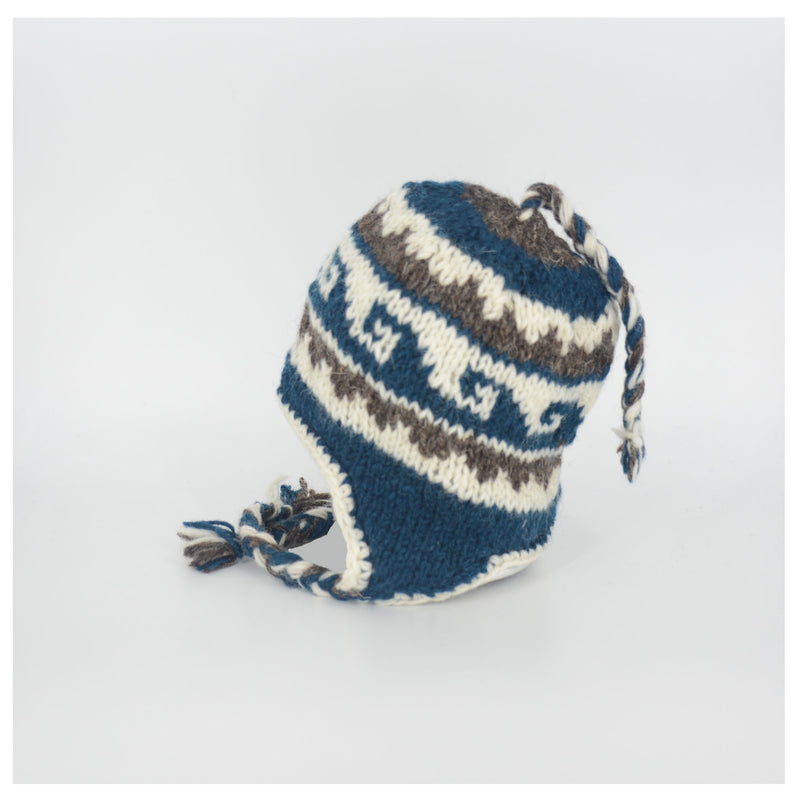 Kids Wool Knit Cap Soft Stretchy Cap W/Fleece Lining Knit Sherpa Hat W/Ear Flaps, Trapper Ski Cap W/Fleece for Kids