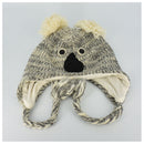 Kids Koala Bear Wool Knit Cap Soft Stretchy Cap W/Fleece Lining Knit Sherpa Hat W/Ear Flaps, Trapper Ski Cap W/Fleece